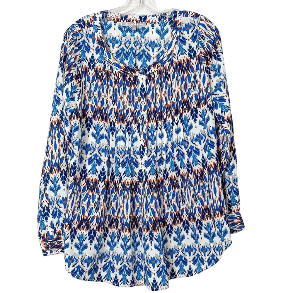 Stitch Fix Daniel Rainn Scoop Neck Long Sleeve Top Blouse Blue Size Medium